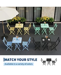 gaomon 3-Piece Patio Bistro Set - Iron Metal Table And Chairs For Outdoor Balcony Seating