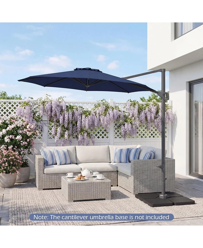 Sugift 10 feet Cantilever Patio Umbrella with Easy Tilt Adjustment and Foot Pedal Rotation