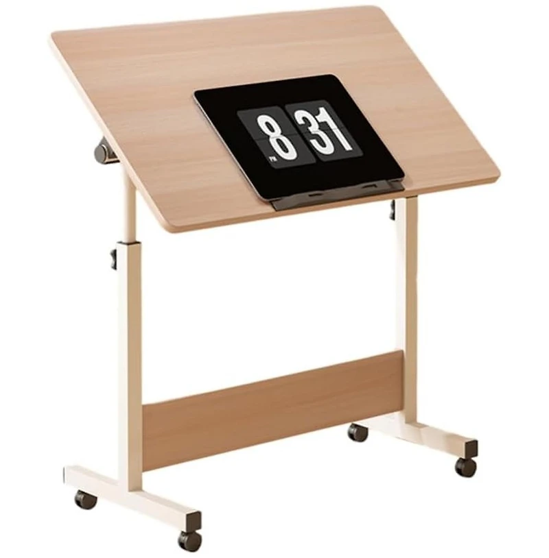 homfan Adjustable Standing Desk on Wheels, 31.5"x15.7" Foldable Laptop Table with Locking Casters