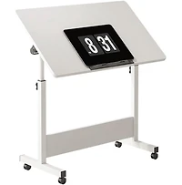 homfan Adjustable Standing Desk on Wheels, 31.5"x15.7" Foldable Laptop Table with Locking Casters,