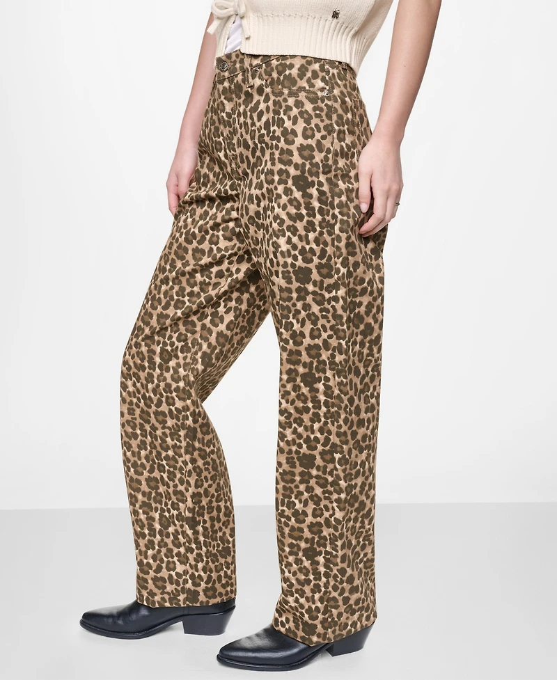 Dkny Jeans Women's Animal Print Mid-Rise Straight Leg