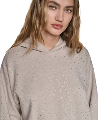 Dkny Jeans Women's Rhinestone Hooded Pull-On Sweatshirt
