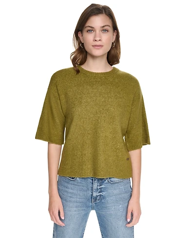 Dkny Jeans Women's Rugby Short-Sleeve Crewneck Boxy Sweater