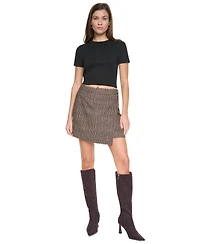 Dkny Jeans Women's Plaid High Waist Wrap Mini Skirt