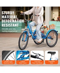 Vevor Folding Adult Tricycle 7-Speed Adult 3 Wheel Trikes Carbon Steel