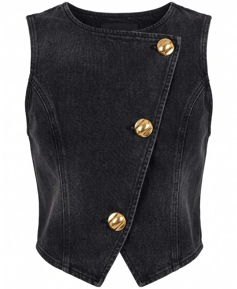 Modenaire Women's Denim Vest Top And Wide-Leg Pant Set