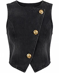 Modenaire Women's Denim Vest Top And Wide-Leg Pant Set