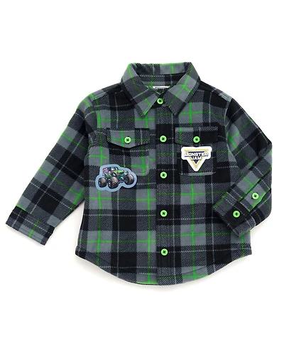 Monster Jam Boy's (6-8) Grave Digger Button Front Shacket