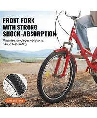 Vevor Folding Adult Tricycle 24" Adult 3-Wheel Folding Trikes Carbon Steel