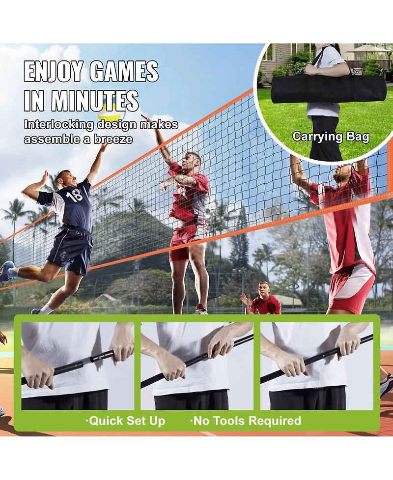 Vevor 4-Way Volleyball Net Adjustable Volleyball Game Set with Ball Carry Bag