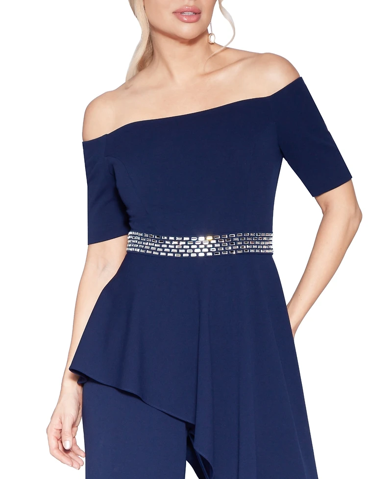 White Tie by Shani Women's Embellished-Waist Jumpsuit