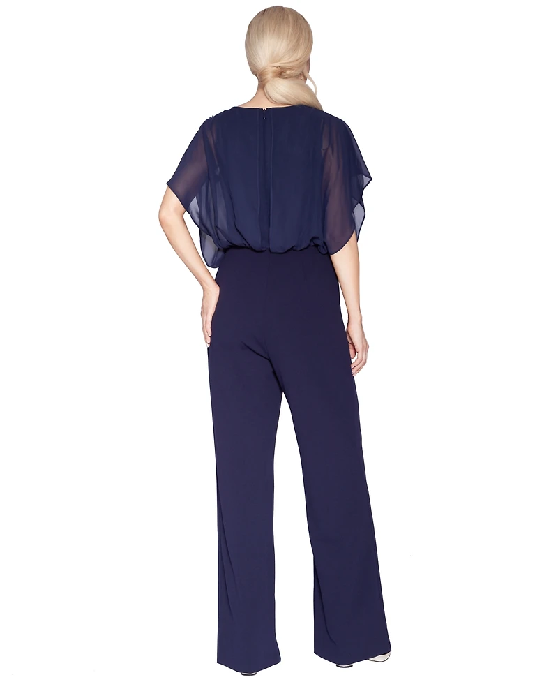White Tie by Shani Women's Floral Applique Jumpsuit