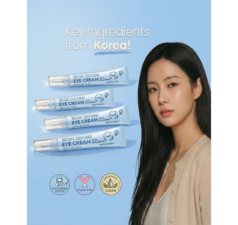 Lovery Korean Skin Care Hyaluronic Eye Cream, Instant Tightening and Hydrating, Firming and Depuffing Korean Under-Eye Treatment