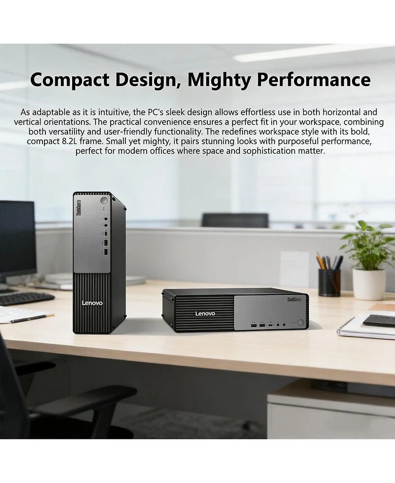 Lenovo ThinkCentre Neo 55s Sff Business Ai Desktop, Amd Ryzen 5 220, Amd Radeon Graphics, 16GB DDR5, 512GB Ssd, Wi-Fi 6, Win11 Pro