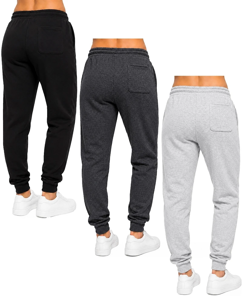 Blue Ice Women's Loose-Fit Fleece-Lined Jogger With Heat Seal Zipper Side Pockets-3 Pack