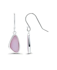Macy's Pink Shell Inlay Fine Silver-Plated Freeform Shape Fishhook Drop Earrings