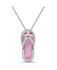 Macy's Pink Shell Inlay Fine Silver-Plated Flip Flop Slide Necklace