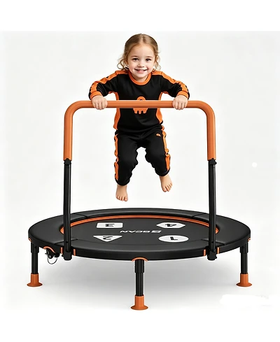 Bcan BT1 36" Toddler Trampoline, Astm Certified Foldable Kids Trampoline with Adjustable Handle, Indoor Outdoor Gift for 1-6 Years Old