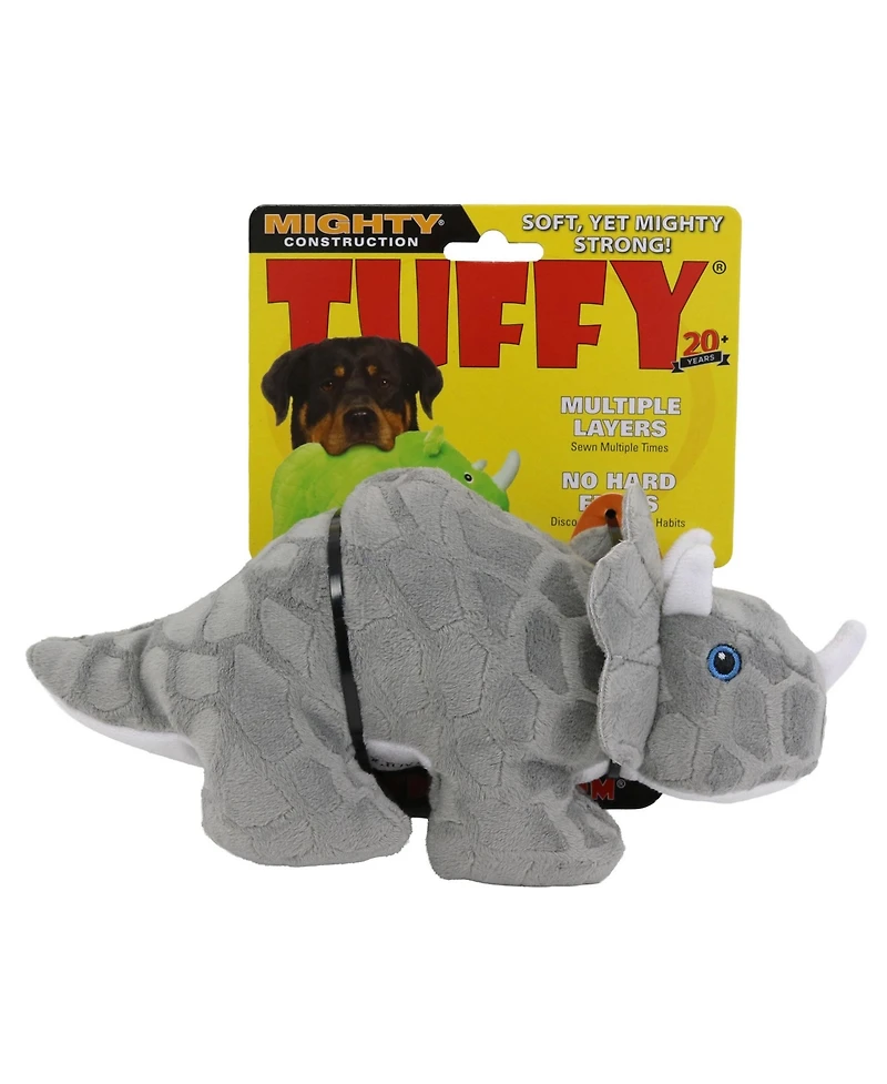 Mighty Dinosaur Triceratops, Durable Plush Squeaky Dog Toy