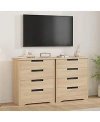 Wood Nightstand, Farmhouse Night Stand with Drawers, 30" Large End Table with 4 Drawers, Bed Side Tables for Bedroom