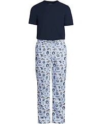 Lands' End Men's Short Sleeve Essential Knit Tee and Poplin Pant Set