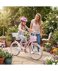 Slickblue Adjustable Kids Bike with Front Basket and Streamers for Toddlers