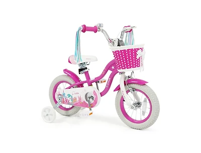 Slickblue Kids Bike with Basket and Streamers, Adjustable Riding Bicycle