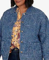 Ruby Rd. Plus Quilted Floral Denim Jacket