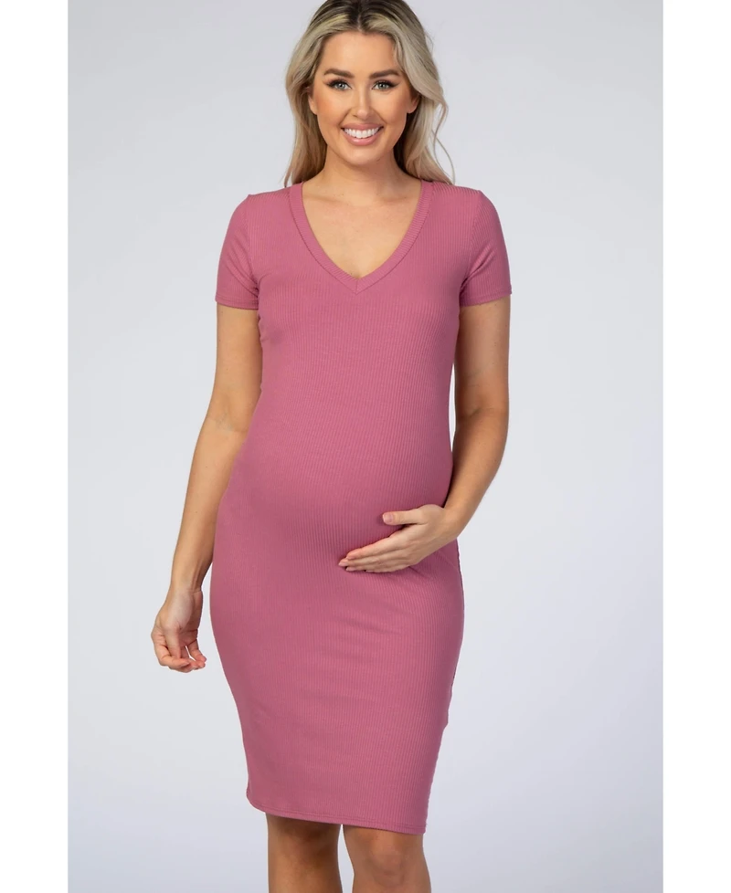 Pinkblush Women's Mauve Ribbed Dress