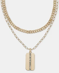 I.n.c. International Concepts Pave Dog Tag Layered Pendant Necklace, 16" + 2" extender, Macy's Exclusive