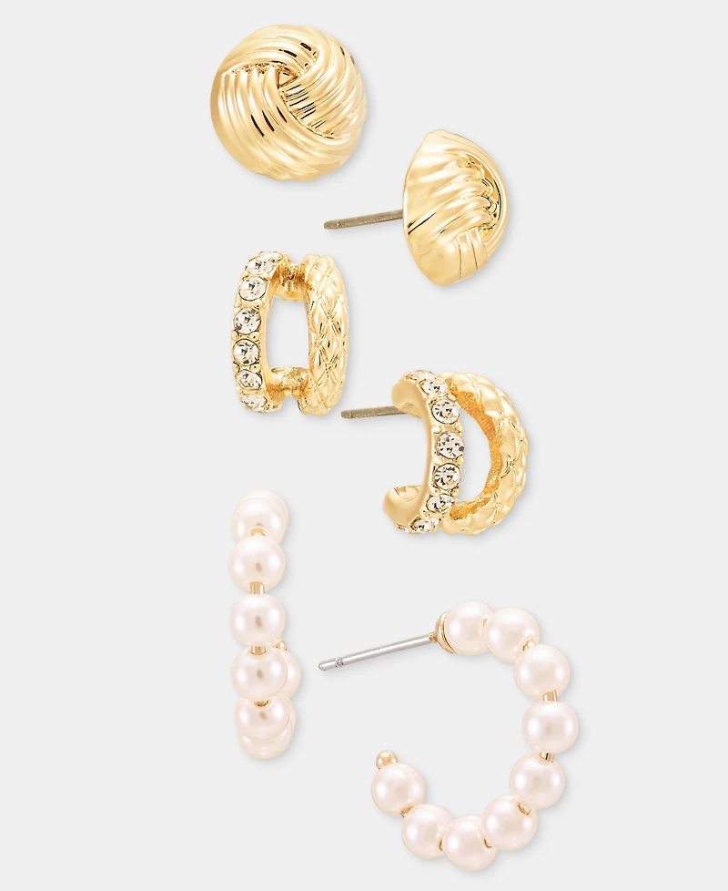 Anne Klein Knot Stud & Hoop Earrings, 3-Piece Set