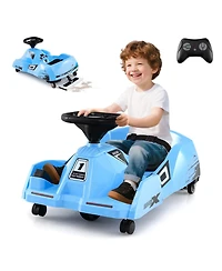 Slickblue 12V Kids Go Kart Ride-On with Cleaning Mop and Remote Control