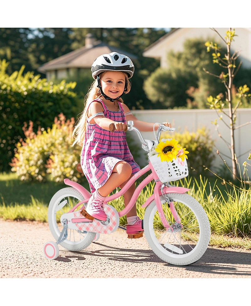 Slickblue Kids Bicycle with Training Wheels and Basket for Boys And Girls
