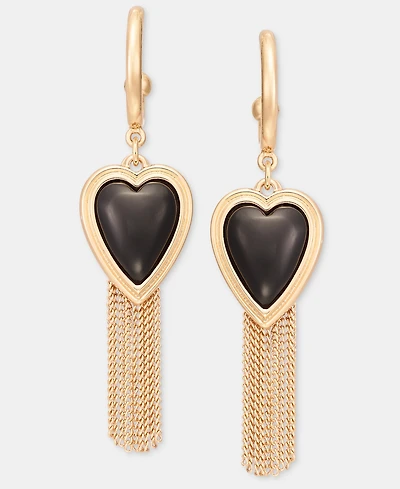 I.n.c. International Concepts Heart & Chain Tassel Charm Hoop Earrings, Macy's Exclusive