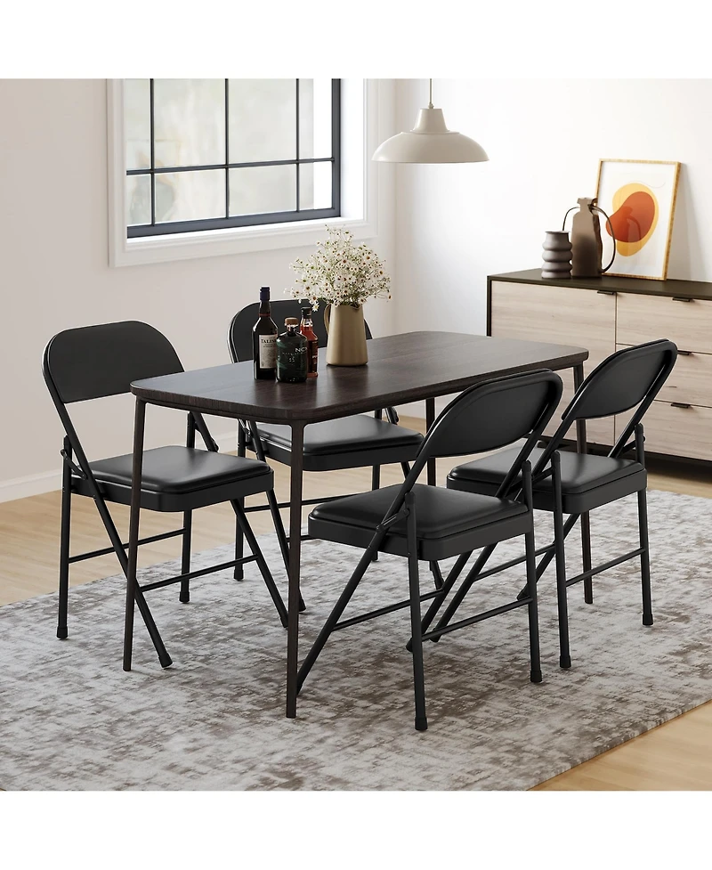 homfan Set of Folding Metal Chairs with Padded Seats and Backs, 350 lb Capacity, Stackable