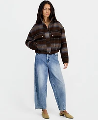 And Now This Women's Plaid Corduroy Bomber Jacket, Macy's Exclusive