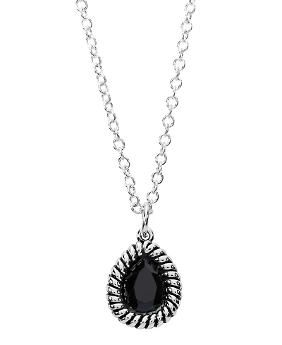 Macy's Sterling Silver Pear-Shaped Crystal Rope Edge Necklace