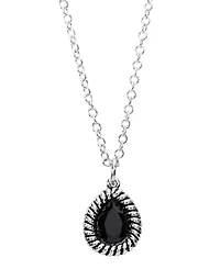 Macy's Sterling Silver Pear-Shaped Crystal Rope Edge Necklace