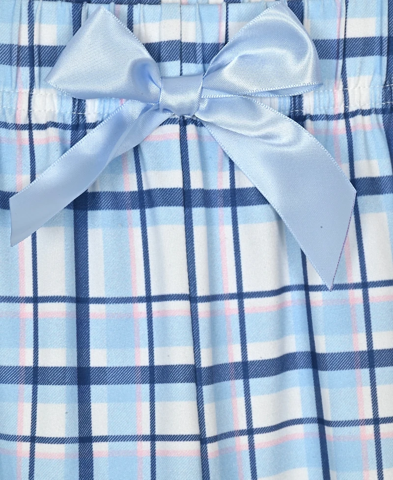 Max & Olivia Girls' 7-16 Rib Top, Milky Plaid Pants and Matching Scrunchie, 3-Piece Pajama Set