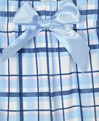Max & Olivia Girls' 7-16 Rib Top, Milky Plaid Pants and Matching Scrunchie, 3-Piece Pajama Set