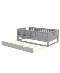 Streamdale Furniture Twin Bed with Bookshelves, Staircase, Safety Rails