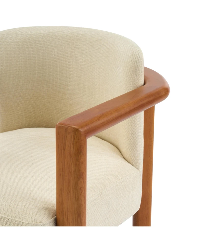Boyel Living 2-Piece Modern Dining Armchairs, Fabric Upholstered Seat and Walnut Rubberwood Frame, Wide Seat