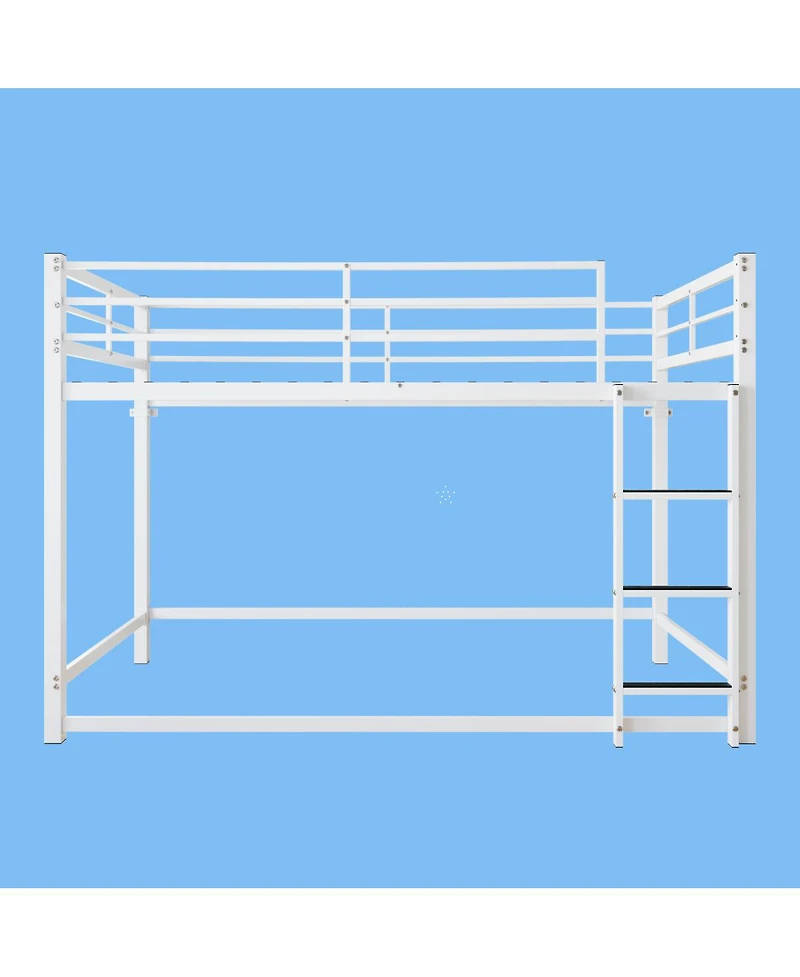 Streamdale Furniture Twin Over Twin Metal Bunk Bed with Ladder and Guardrail