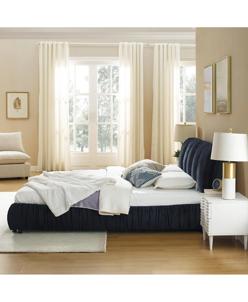 Streamdale Furniture King Size Upholstered Bed Frame with Segmented Sponge Headboard
