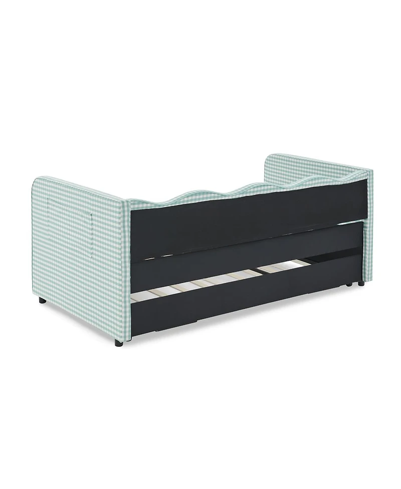 Streamdale Furniture Gingham Upholstered 3-in-1 Twin Daybed with Trundle and Storage