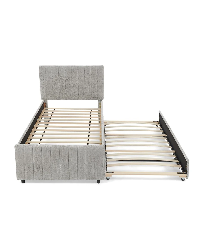 Streamdale Furniture Upholstered Pull-out Trundle Bed with High Padded Back