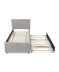 Streamdale Furniture Upholstered Pull-out Trundle Bed with High Padded Back