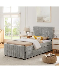 Streamdale Furniture Upholstered Pull-out Trundle Bed with High Padded Back
