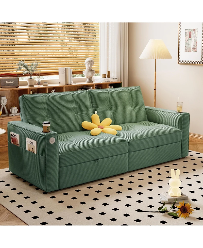Clihome 2-in-1 Multi-Functional Sofa Bed,Made of Modern Corduroy Fabric,Suitable for Living Rooms,Bedrooms,Apartments and Small spaces