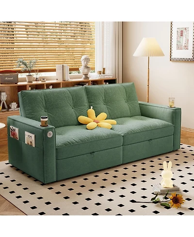 Clihome 2-in-1 Multi-Functional Sofa Bed,Made of Modern Corduroy Fabric,Suitable for Living Rooms,Bedrooms,Apartments and Small spaces